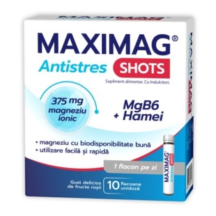 MaxiMag Antistres Shots, 10 fiole, Zdrovit