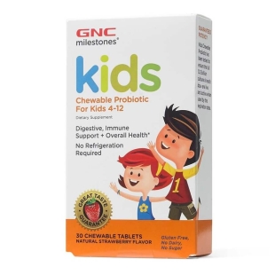 Probiotice cu aroma de capsuni pentru copii 4-12 ani Milestones Kids, 30 tablete masticabile, GNC