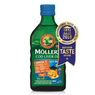 Omega 3 ulei ficat de cod cu aroma de tutti-frutti pentru copii, 250 ml, Moller's