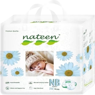 Scutece hipoalergenice nr. 1, 2-5 kg, Premium Line 3D Flex & Fit, 20 bucati, Nateen