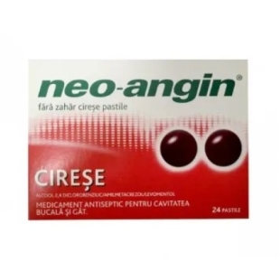 Neo-Angin fara zahar cu aroma de cirese, 24 pastile, Divapharma