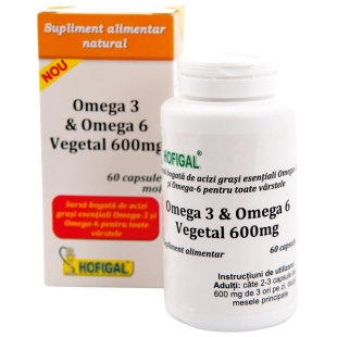 Omega 3 & Omega 6 vegetal 600mg, 60 capsule moi, Hofigal