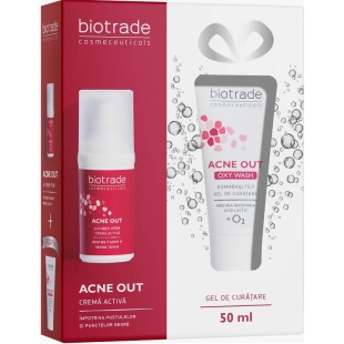 Pachet Acne Out Active crema, 30 ml + Acne Out Oxy Wash gel de curatare, 50 ml, Biotrade