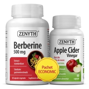 Pachet Berberine 500 mg, 60 capsule + Otet din cidru de mere, 60 capsule, Zenyth