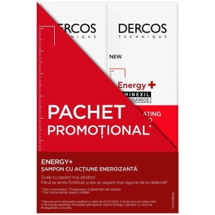 Pachet Sampon impotriva caderii parului Dercos Aminexil Energy+, 200 ml + 200 ml, Vichy