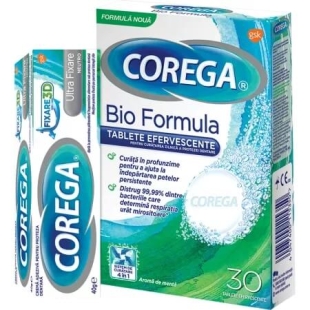Pachet Tablete Bio Formula, 30 tablete + Crema adeziva pentru proteza dentara Neutro Corega, 40 g, Gsk (Haleon)