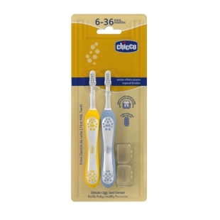 Set periute de dinti indigo si mustard 6-36 luni, 2 bucati, Chicco