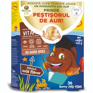 Pestisori gumati cu Omega-3 aroma de cola, 36 jeleuri, Moller's