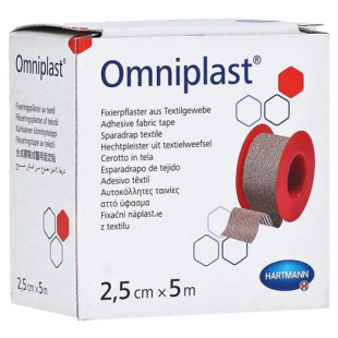 Plasture pe suport textil Omniplast, 2.5 cm x 5 m, 1 bucata, Hartmann