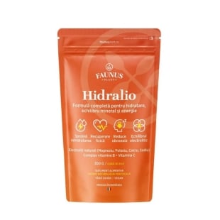 Pudra cu electroliti pentru hidratare si energie Hidralio, 300 g, Faunus Plant