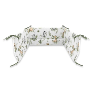 Qmini - Aparatoare pentru patut 140X70 cm, Din bumbac, 210x30 cm, Cu panglici, Safari