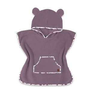 Qmini - Poncho baie, Cu gluga, buzunar si urechi, Materiale certificate Oeko Tex Standard 100, 1 - 4 ani, Heather