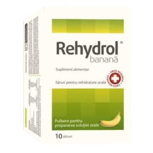 Saruri de rehidratare cu aroma de banana Rehydrol, 10 plicuri, Mba Pharma