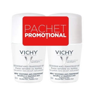 Roll-on antiperspirant cu eficacitate 48h fara parfum Bipack, 50ml, Vichy