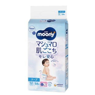 Scutece pentru copii Moony Blue marime M, 6-11 kg, 54 bucati, Unicharm