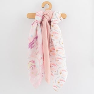 Set 3 scutece, New Baby, Multifunctionale, Din bumbac 100%, Material certificate Oeko Tex Standard 10070x80 cm, Multicolor, Girl