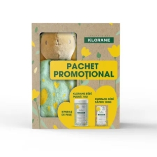 Set Pudra protectoare bebelusi, 75 g + Sapun solid Bio, 100 g + Iepuras de plus, Klorane Bebe