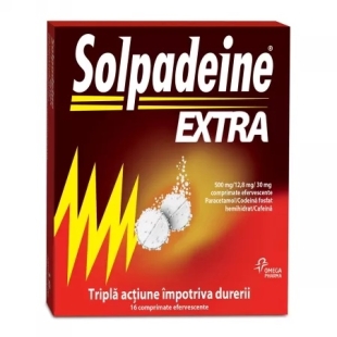 Solpadeine Extra, 500 mg/12,8 mg/30 mg, 16 comprimate efervescente, Perrigo