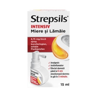 Strepsils Intensiv spray cu miere si lamaie 8,75mg/ doza, 15 ml, Reckitt Benckiser