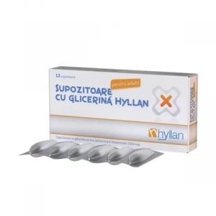 Supozitoare cu glicerina 2500 mg pentru adulti, 12 bucati, Hyllan