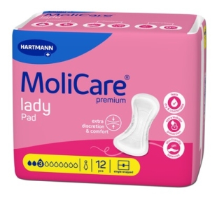 Tampoane absorbante incontinenta urinara femei MoliCare Premium Lady Pad 3 picaturi, 12 bucati, Hartmann