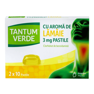 Tantum Verde cu aroma de lamaie, 3 mg, 20 pastile, Angelini