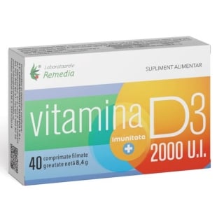 Vitamina D3 2000 UI, 40 comprimate, Remedia