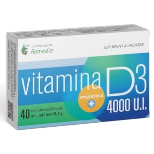 Vitamina D3 4000 UI, 40 comprimate, Remedia