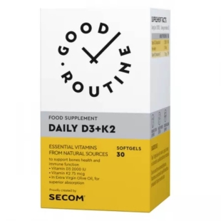 Daily Vitamina D3 + K2 Good Routine, 30 capsule moi, Secom