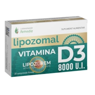 Vitamina D3 lipozomal 8000 UI, 30 comprimate, Remedia