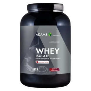 Whey Isolate Protein pulbere instant cu aroma de capsuni, 908 g, Adams Supplements