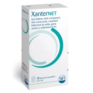 Gel oftalmic XanterNet, 0.4 ml, 10 flacoane monodoza, SIFI