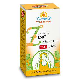 Zinc 15mg + Vitamina D3 2000UI F180 30 cps, Fares