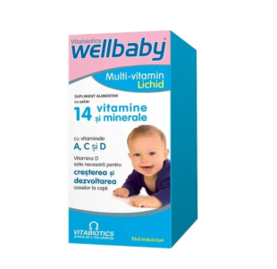 Vitabiotics - Wellbaby Sirop cu 14 vitamine si minerale pentru copii 150ml
