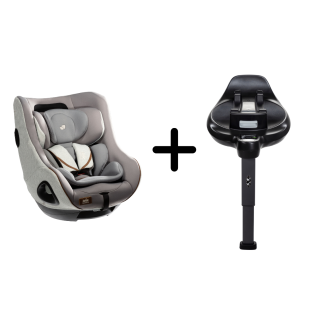 Set scaun auto rotativ i-Size Joie i-Harbour Signature Oyster, 40-105 cm + Baza i-Size i-Base Encore, testat ADAC si certificat R129, Joie