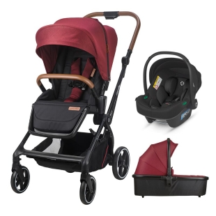 Carucior modular 3in1 Coccolle Saliara Cabernet+ Scoica auto iSize Coccolle Knox Black