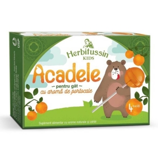 Acadele cu aroma de portocale Herbitussin Kids, 4 acadele, USP Romania