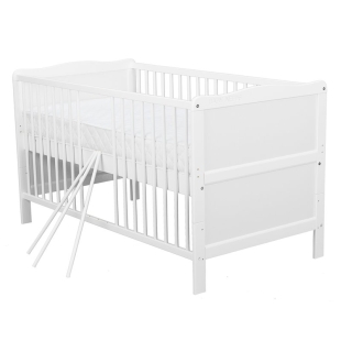 BabyNeeds - Patut din lemn Nadia 140x70 cm transformabil Alb
