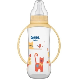 Biberon cu manere + tetina din silicon rotunda, 270 ml, Wee Baby