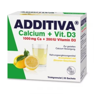 Calciu 1000mg + Vitamina D3, 20 plicuri, Additiva