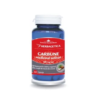 Carbune medicinal activat, 60 capsule, Herbagetica