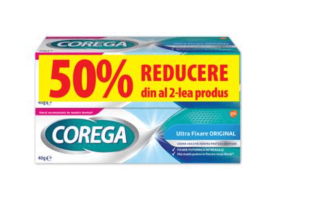 Pachet Cremă adezivă pentru proteza dentară Original Corega, 40 g + 40 g, Gsk