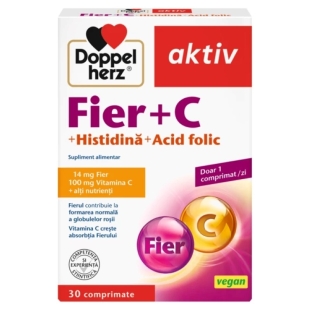 Aktiv Fier + C + Histidina + Acid Folic, 30compr, Doppelherz