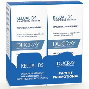 Pachet Sampon tratament dermatocosmetic anti-matreata severa Kelual DS, 100 ml + 100 ml, Ducray