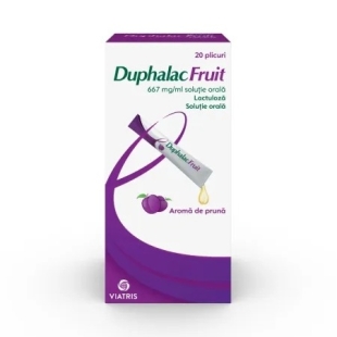 Duphalac Fruit, 667 mg/ml solutie orala, 20 plicuri, Viatris
