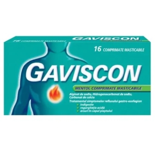 Gaviscon Mentol, 16 comprimate masticabile, Reckitt Benckiser