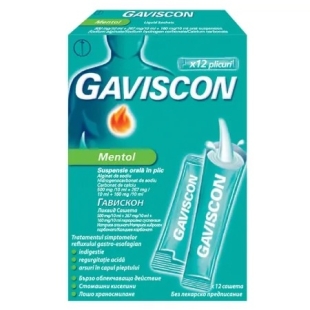 Gaviscon Mentol suspensie orala, 12 plicuri, Reckitt Benckiser