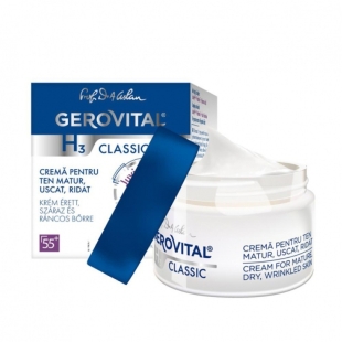 Crema pentru ten matur, uscat, ridat H3 Classic 55+, 50 ml, Gerovital