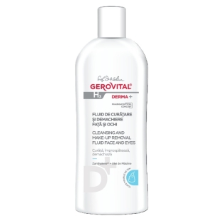 Fluid de curatare si demachiere fata si ochi H3 Derma+, 200 ml, Gerovital