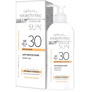 Lapte protectie solara SPF 30 H3 Derma+ Sun, 150 ml, Gerovital